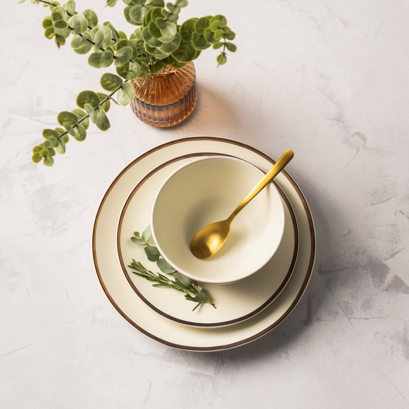 12-Piece Ceramic Dinnerware Set - Off-White, 3 Pack