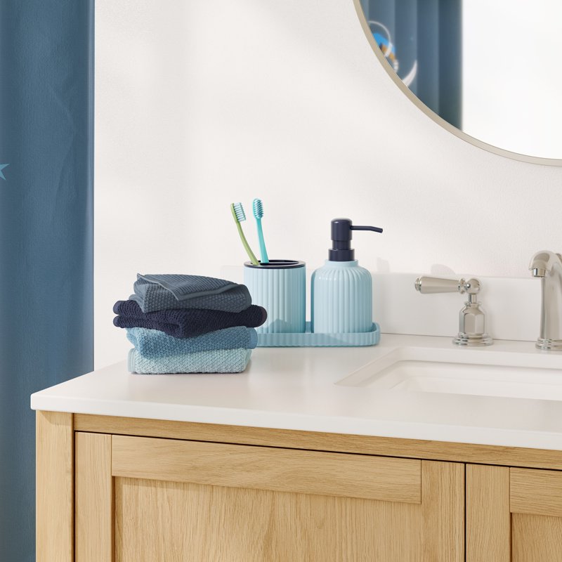Mainstays Kids Bath Accessory Set Blue - 4 Pieces Kids Bathroom Organizer