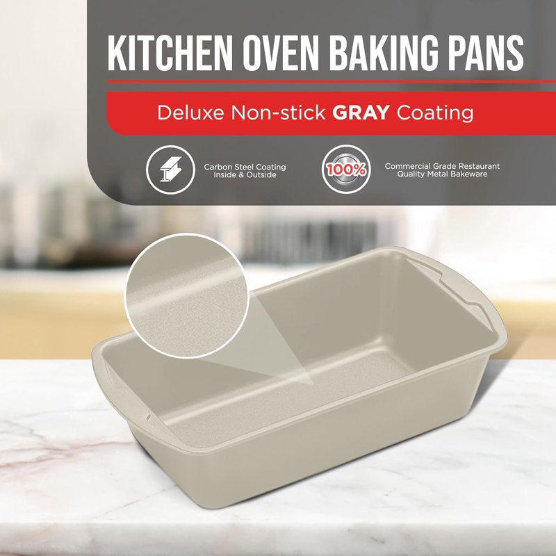 Nonstick Loaf Pan Set - 2 Pack, 10.2" & 11" White Marble