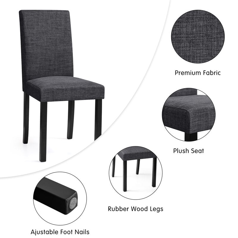 Linen Dining Chairs Set of 4 - Upholstered Fabric, Dark Gray
