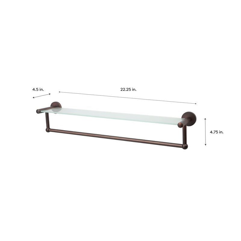 Glass Shelf and Towel Bar Set - Modern Bathroom Wall Mount Organizer