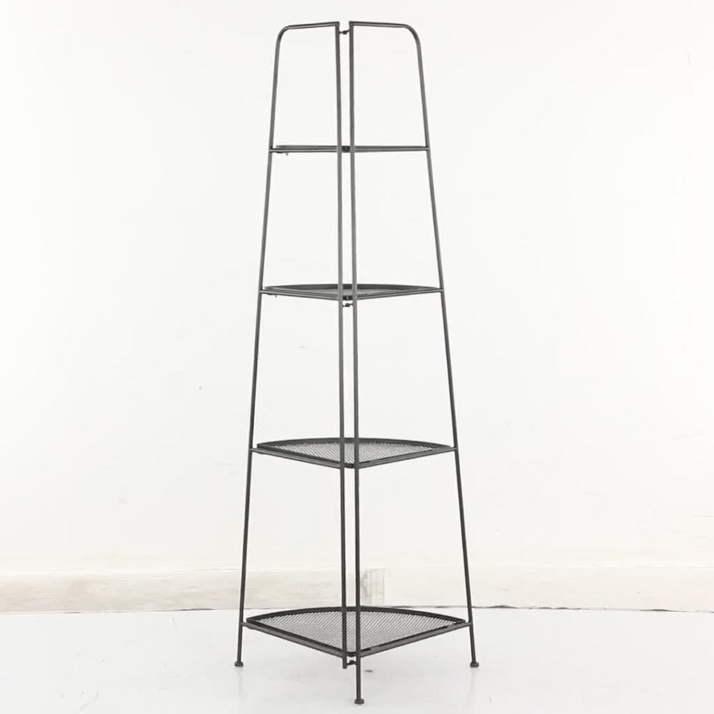 Indoor Outdoor Black Metal 4-Shelf Folding Bakers Rack