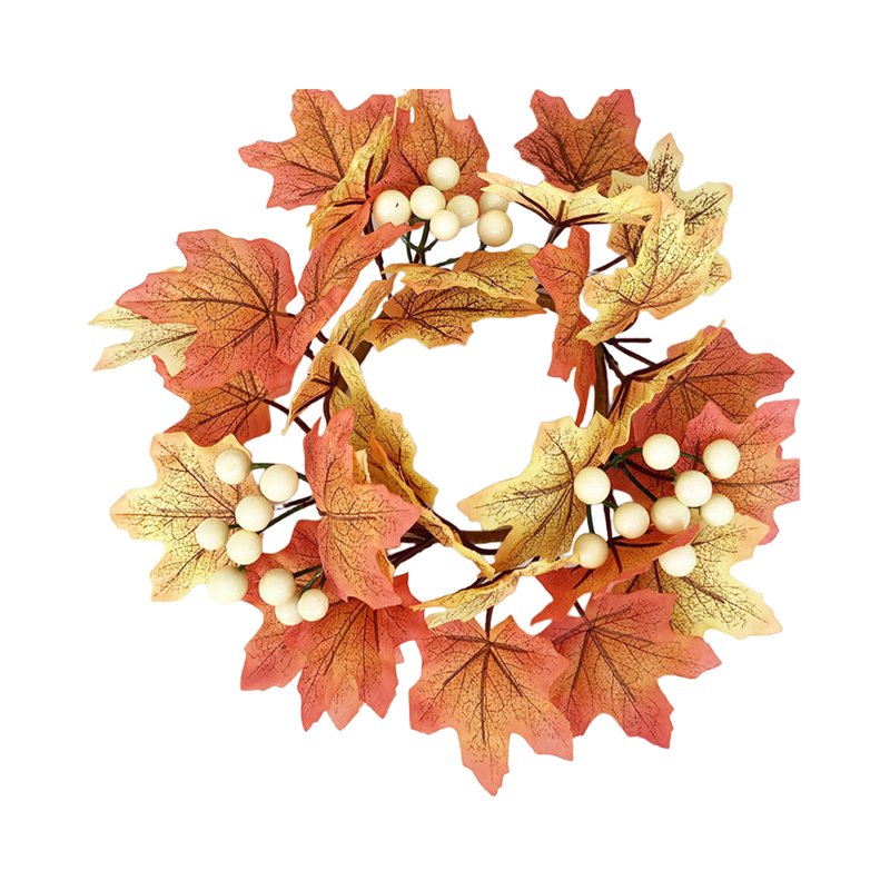 Autumn Fall Wreath for Front Door - Maple Leaves Halloween Thanksgiving Decor