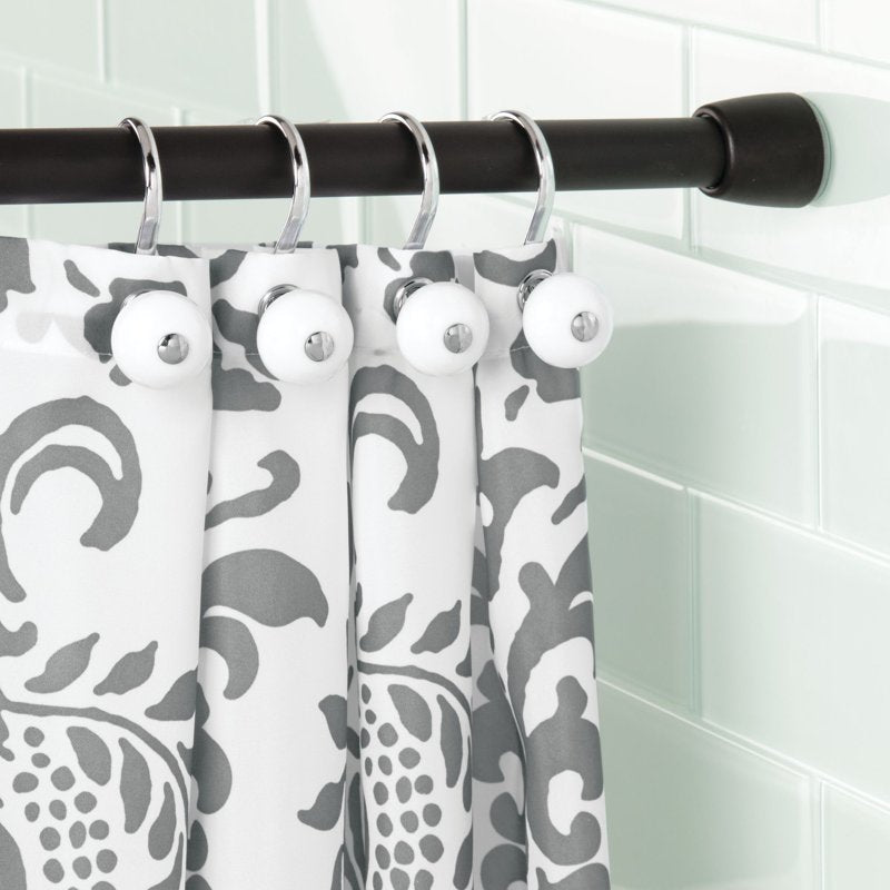 Adjustable Shower Curtain Tension Rod - Black, 26-42 Inches, Heavy Duty
