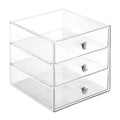 Clear 3-Drawer Vanity Makeup Organizer with Chrome Knobs