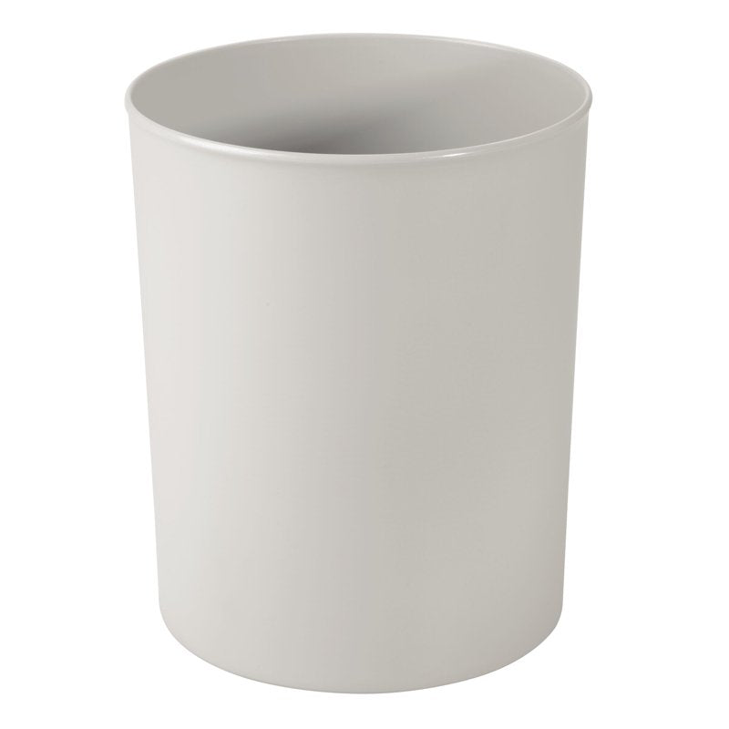 Round Bathroom Wastebasket - BPA-Free Plastic, Light Gray