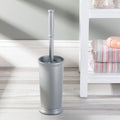 Toilet Bowl Brush and Holder Set - Silver, Compact Bathroom Storage