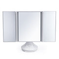 Trifold Tabletop Vanity Mirror with Bluetooth Speaker and LED Lighting