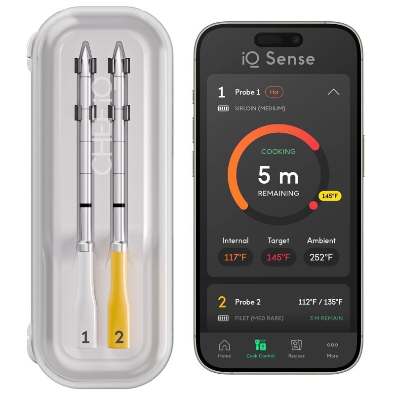 Smart Wireless Meat Thermometer - 2 Ultra-Thin Probes, Cool Gray