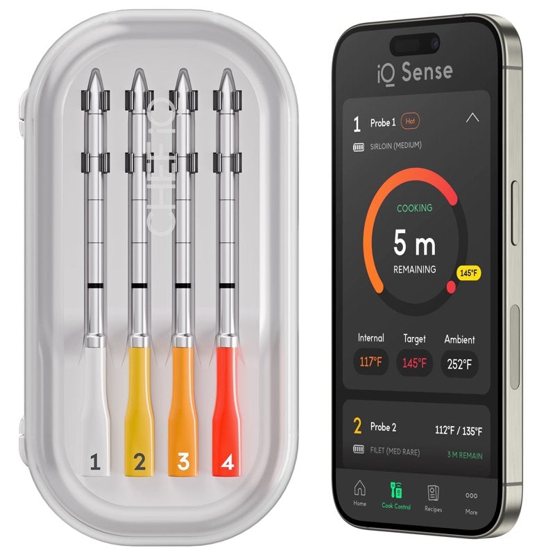 Smart Wireless Meat Thermometer with 4 Probes - Cool Gray