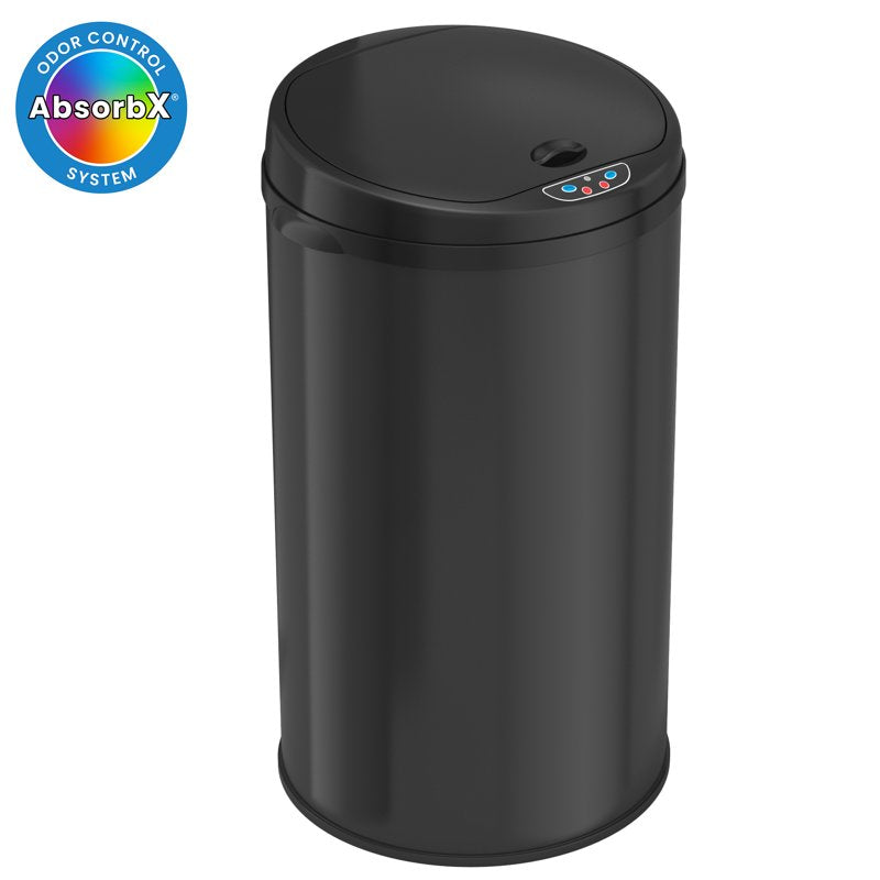 8 Gallon Touchless Sensor Trash Can - Matte Black Stainless Steel
