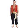 Men's Arabian Prince Costume Vest and Harem Pants Set - Burgundy & Black, Large