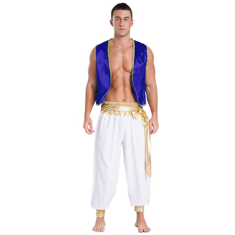 Men's Arabian Prince Costume Set - Royal Blue & White, Large
