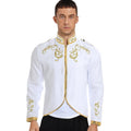 Men's Medieval Prince Costume Coat - White XXL Renaissance Royal Embroidered