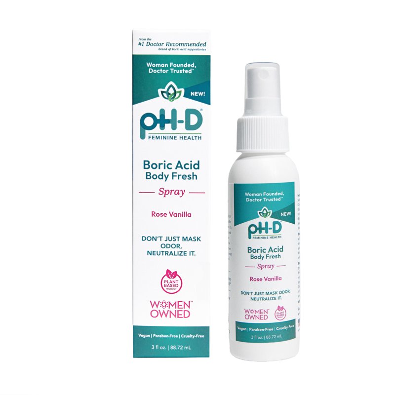 Boric Acid Body Fresh Spray, Rose Vanilla Scented, 3 oz