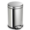 Compact Round Step Trash Can - 1.2 Gallon Polished Stainless Steel