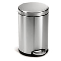 Compact Round Trash Can - 4.5L Brushed Stainless Steel, Soft Close Lid