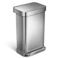Stainless Steel Step Trash Can - 11.8 Gallon with Soft Close Lid - Brushed Steel Lid