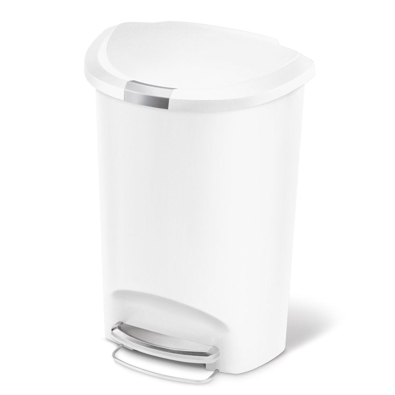 13 Gallon Step Trash Can with Slide Lock Lid - White