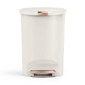 13 Gallon Plastic Step Trash Can with Secure Lid - Cream
