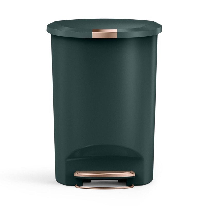 13 Gallon Plastic Step Trash Can with Secure Slide Lock Lid - Green
