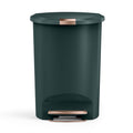 13 Gallon Plastic Step Trash Can with Secure Slide Lock Lid - Green