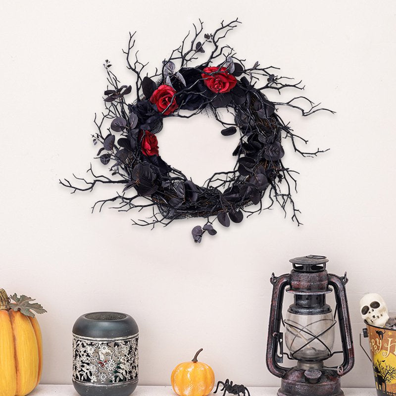 Halloween Wreath with Lights - Indoor & Outdoor Spooky Front Door Decor - Variation C