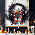 Halloween Skull Ghost Wreath - Indoor & Outdoor Halloween Decoration - Variation A