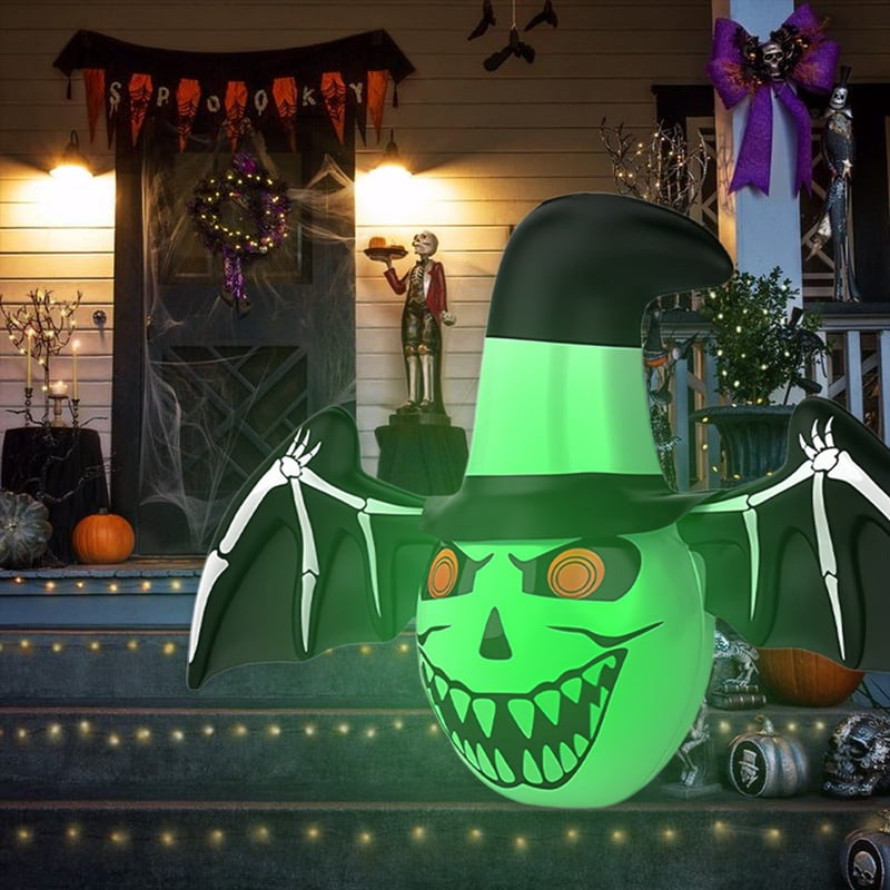 Halloween Inflatable Bat Yard Decor with Lighted Effects - 24x40 Inch Spooky Outdoor Ornament