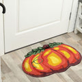 Pumpkin Shape Fall Bathroom Rug D - Non-Slip Orange Floor Mat 24x16 Inch